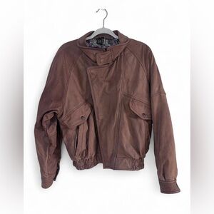 Men's Genuine Leather Brown Bomber Jacket size Small
